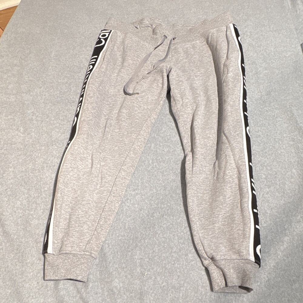 Calvin Klein Performance Men's 1X Gray Fleece Jogger Pants Logo Drawstring